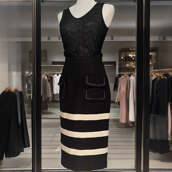 NEW Linen Skirt Suit Striped Pencil Skirt Sz 4 Pleated Peplum Blazer Sz 0 NWOT - Picture 13 of 16